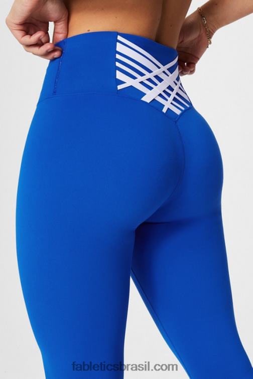 Fabletics celeste/branco clássico 420HR840 legging 7/8 cintura alta boost powerhold 58 mulheres