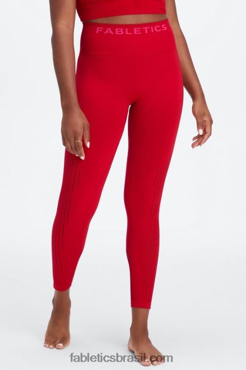Fabletics cereja doce/rosa de pelúcia 420HR1005 Sync legging cintura alta sem costura 7/8 mulheres