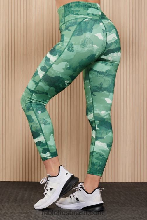 Fabletics cereja mocha reptilia/canyon 420HR674 define powerhold cintura alta 7/8 legging 26 mulheres