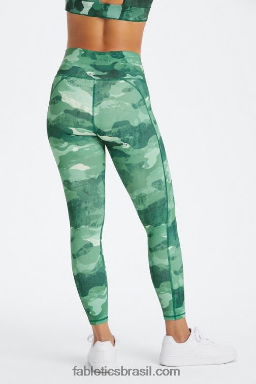 Fabletics cereja mocha reptilia/canyon 420HR674 define powerhold cintura alta 7/8 legging 26 mulheres