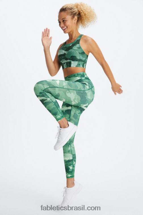 Fabletics cereja mocha reptilia/canyon 420HR674 define powerhold cintura alta 7/8 legging 26 mulheres