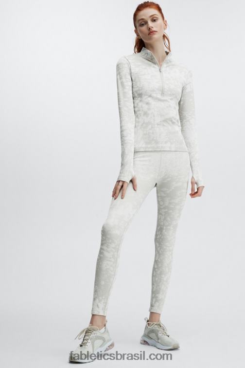 Fabletics cinza claro/branco 420HR1195 legging névoa sem costura de cintura alta mulheres
