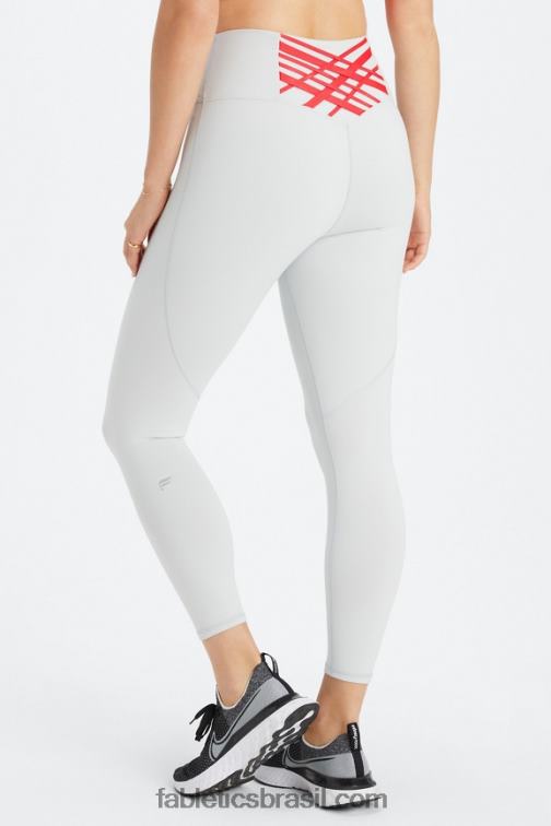 Fabletics cinza mineral/vermelho morango 420HR845 legging cintura alta boost powerhold 7/8 59 mulheres