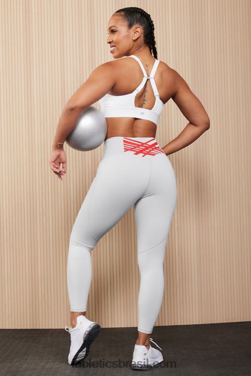 Fabletics cinza mineral/vermelho morango 420HR845 legging cintura alta boost powerhold 7/8 59 mulheres