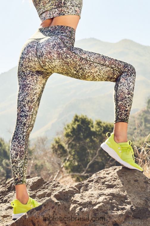 Fabletics clássico branco/creme/gráfico 420HR702 define powerhold cintura alta 7/8 legging 31 mulheres