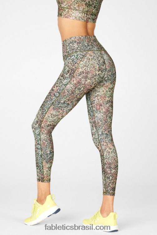 Fabletics clássico branco/creme/gráfico 420HR702 define powerhold cintura alta 7/8 legging 31 mulheres