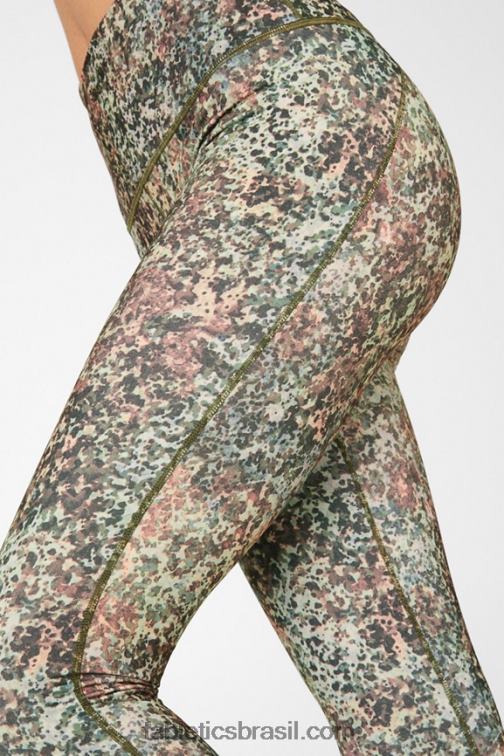 Fabletics clássico branco/creme/gráfico 420HR702 define powerhold cintura alta 7/8 legging 31 mulheres