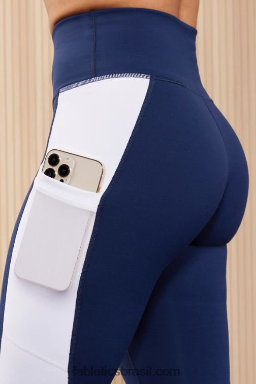 Fabletics colegial marinho/branco clássico 420HR735 legging cintura alta powerhold on-the-go 38 mulheres