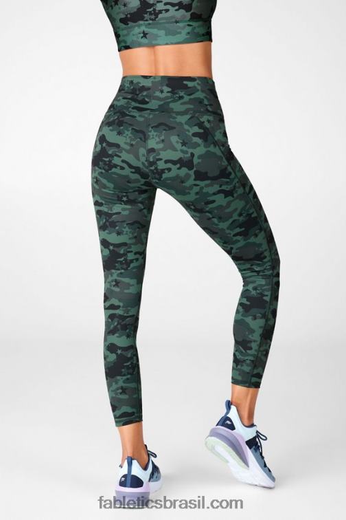 Fabletics elétrico cereja clássico leopardo/logotipo preto 420HR717 define powerhold cintura alta 7/8 legging 34 mulheres