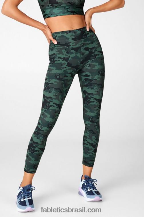 Fabletics elétrico cereja clássico leopardo/logotipo preto 420HR717 define powerhold cintura alta 7/8 legging 34 mulheres