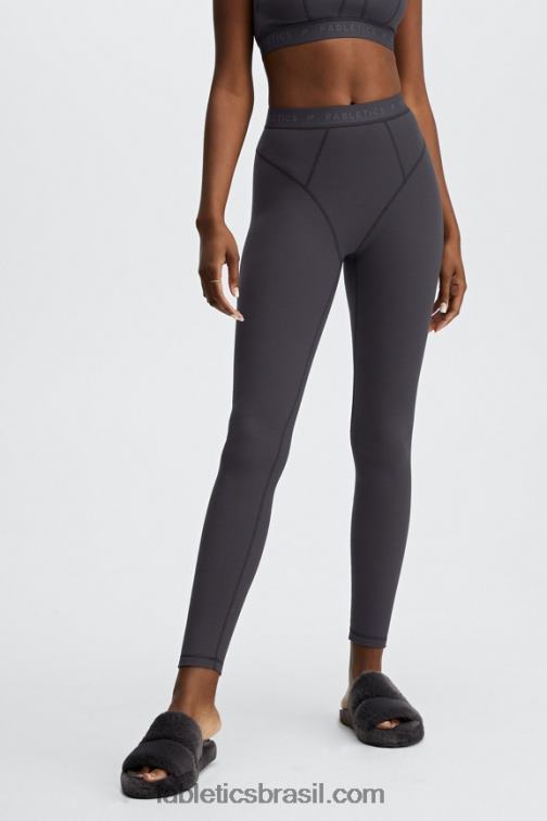 Fabletics estanho/logotipo estanho 420HR1207 legging cintura alta waffle mulheres