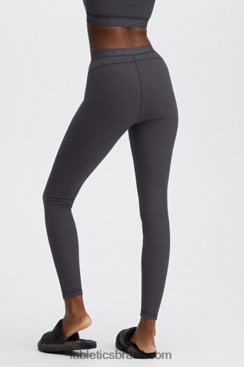 Fabletics estanho/logotipo estanho 420HR1207 legging cintura alta waffle mulheres