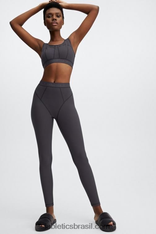 Fabletics estanho/logotipo estanho 420HR1207 legging cintura alta waffle mulheres
