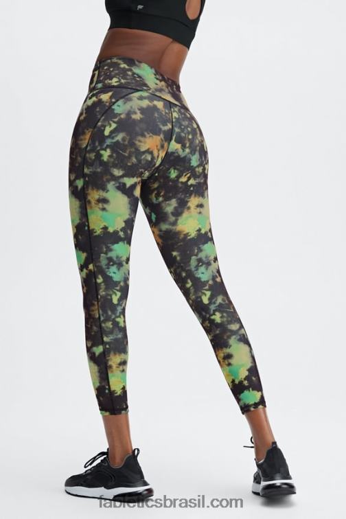Fabletics estanho mármore zebra/prata reflexiva 420HR693 define powerhold cintura alta 7/8 legging 30 mulheres