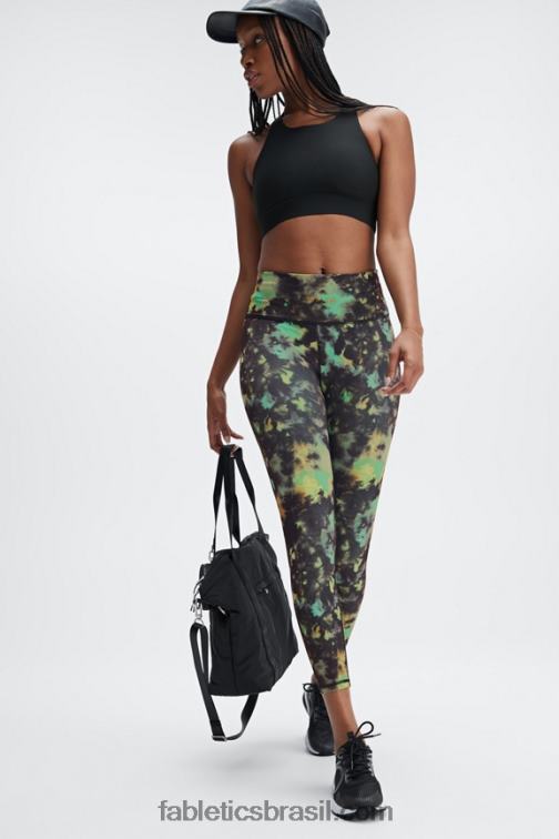 Fabletics estanho mármore zebra/prata reflexiva 420HR693 define powerhold cintura alta 7/8 legging 30 mulheres