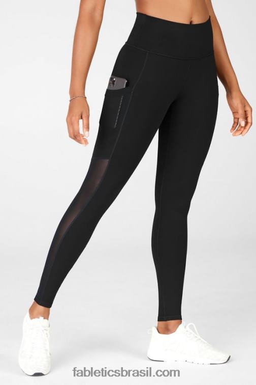 Fabletics faixa verde/branca do fairway 420HR742 legging cintura alta powerhold on-the-go 39 mulheres
