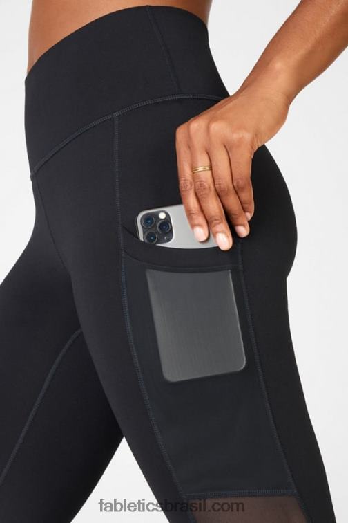 Fabletics faixa verde/branca do fairway 420HR742 legging cintura alta powerhold on-the-go 39 mulheres