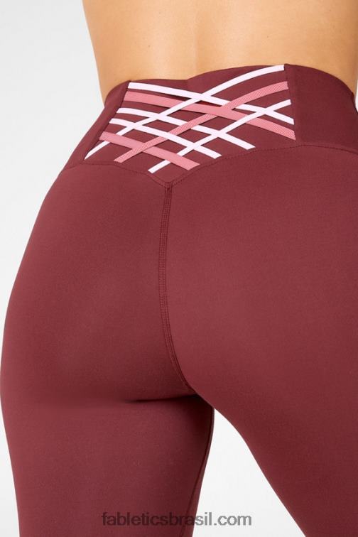 Fabletics ferrugem/cedro empoeirado/rosa pérola 420HR927 boost powerhold cintura alta 7/8 legging 73 mulheres
