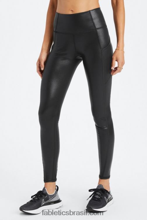 Fabletics folha de névoa negra 420HR906 legging cintura alta oasis pureluxe 69 mulheres
