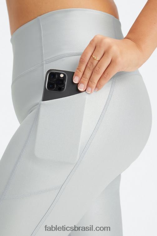 Fabletics folha de prata fosca 420HR799 legging oasis pureluxe cintura alta 7/8 51 mulheres
