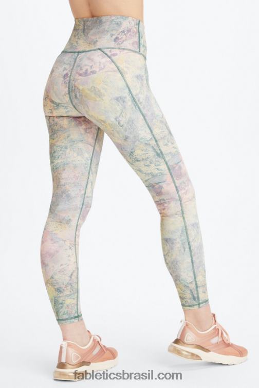 Fabletics fuga rosa grande loucura de verão/prata reflexiva 420HR685 define powerhold cintura alta 7/8 legging 28 mulheres