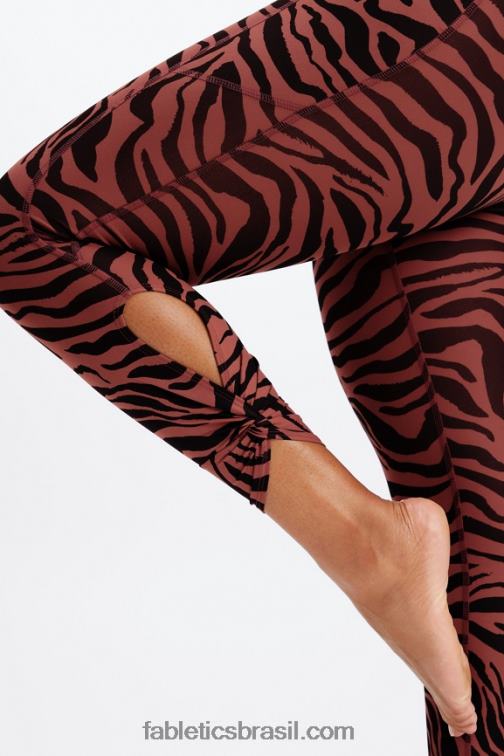 Fabletics golpe de zebra mogno 420HR1138 legging cintura alta twist 7/8 oasis pureluxe mulheres