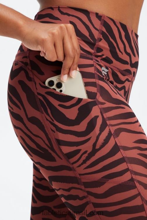 Fabletics golpe de zebra mogno 420HR1138 legging cintura alta twist 7/8 oasis pureluxe mulheres