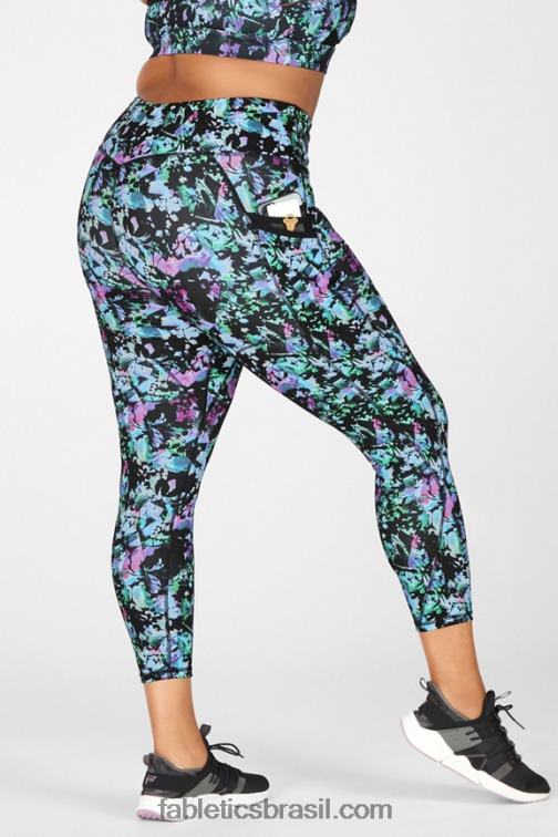 Fabletics grafite floral 420HR1308 trinity bolso cintura alta 7/8 mulheres