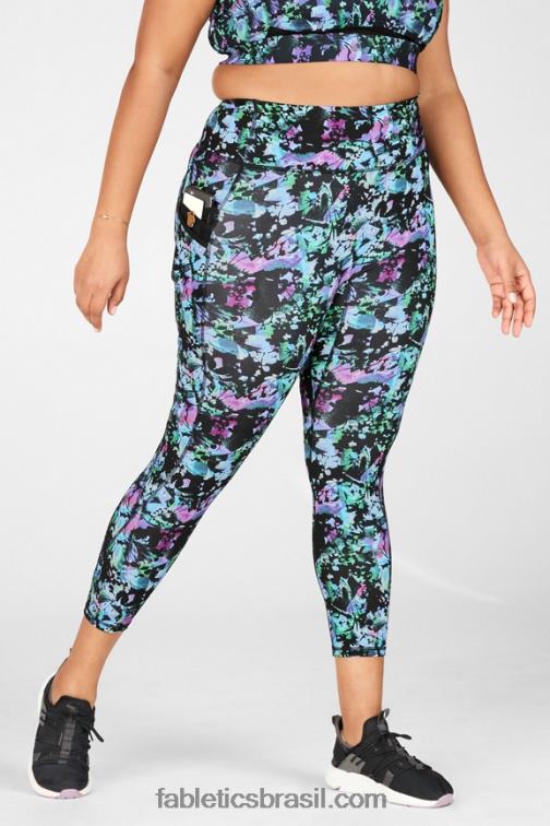 Fabletics grafite floral 420HR1308 trinity bolso cintura alta 7/8 mulheres