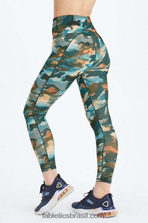 Fabletics grande sufocante/prata reflexiva 420HR687 define powerhold cintura alta 7/8 legging 28 mulheres