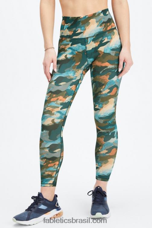 Fabletics grande sufocante/prata reflexiva 420HR687 define powerhold cintura alta 7/8 legging 28 mulheres