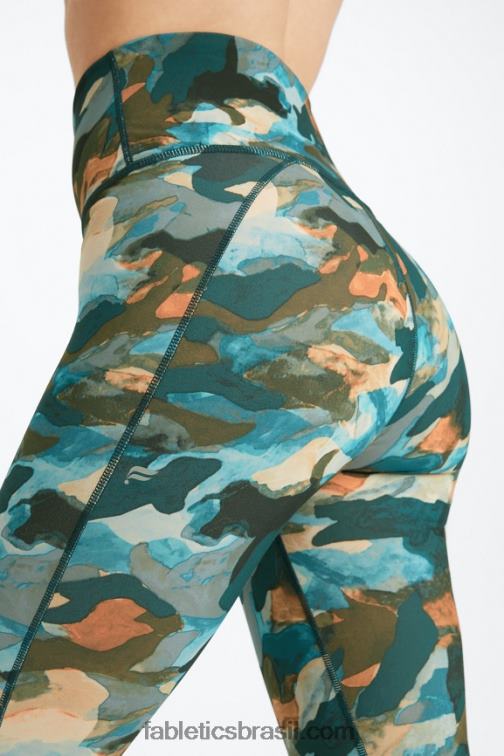 Fabletics grande sufocante/prata reflexiva 420HR687 define powerhold cintura alta 7/8 legging 28 mulheres
