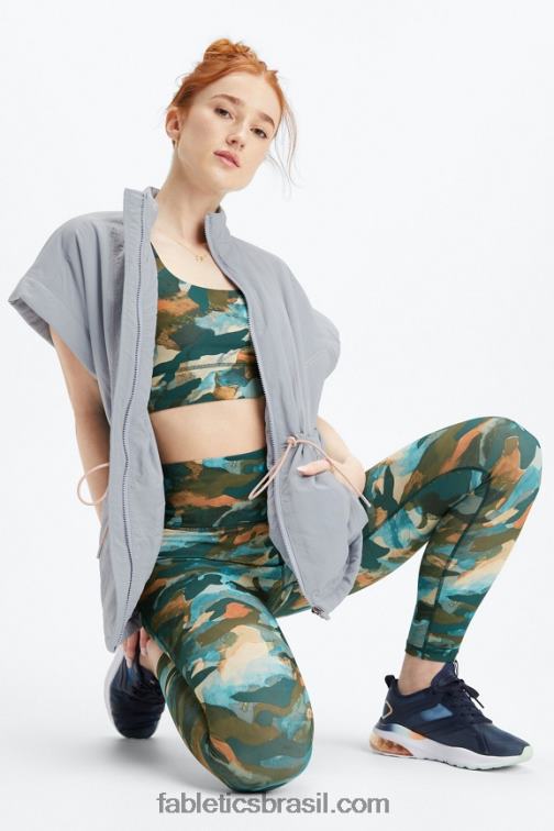 Fabletics grande sufocante/prata reflexiva 420HR687 define powerhold cintura alta 7/8 legging 28 mulheres