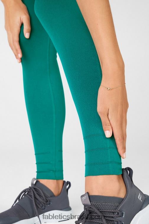 Fabletics jade escuro 420HR1219 Legging de comprimento personalizado de cintura alta em malha esculpida mulheres