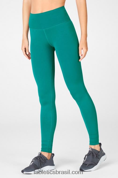 Fabletics jade escuro 420HR1219 Legging de comprimento personalizado de cintura alta em malha esculpida mulheres