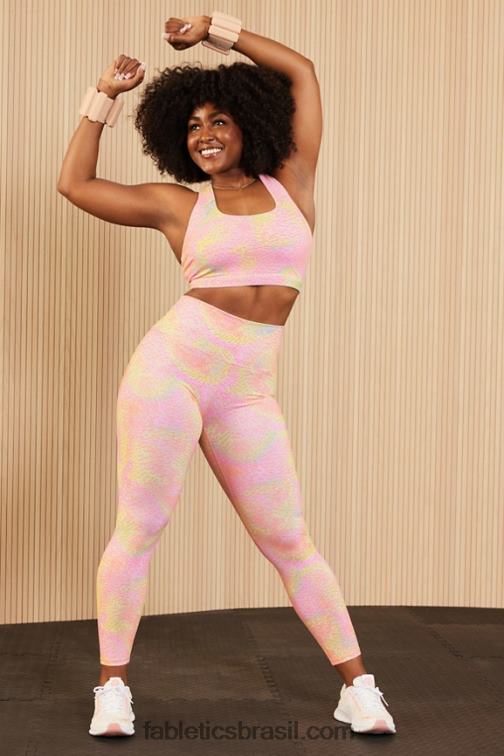 Fabletics leopardo coral/creme de manteiga rosa/lima açucarada 420HR1185 legging 7/8 cintura alta boost powerhold 83 mulheres