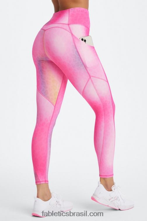 Fabletics leopardo ombre 420HR802 legging oasis pureluxe cintura alta 7/8 51 mulheres