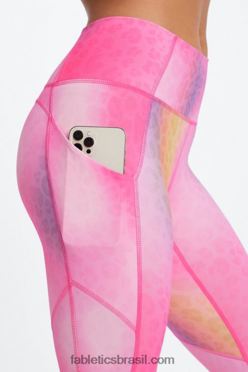 Fabletics leopardo ombre 420HR802 legging oasis pureluxe cintura alta 7/8 51 mulheres