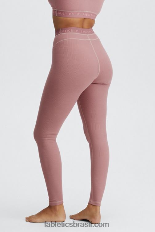 Fabletics logo terra rosa/rosa terra 420HR1206 legging cintura alta waffle mulheres