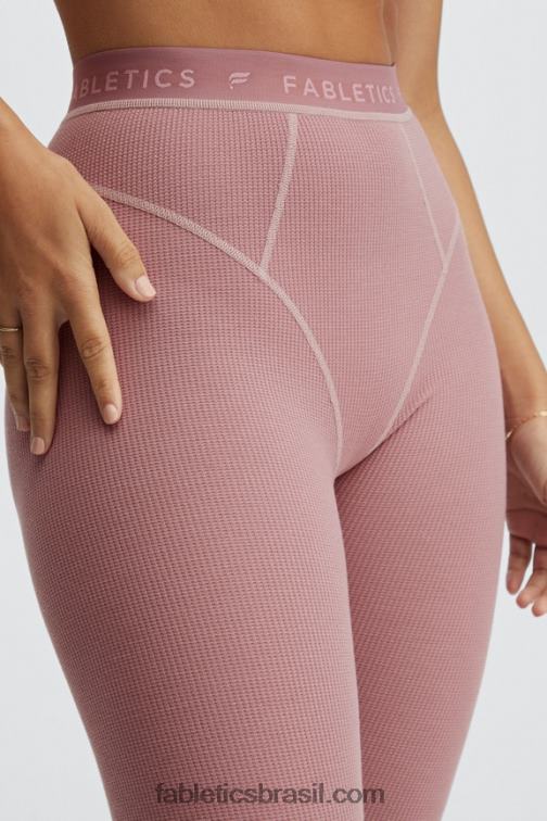 Fabletics logo terra rosa/rosa terra 420HR1206 legging cintura alta waffle mulheres