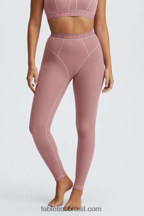 Fabletics logo terra rosa/rosa terra 420HR1206 legging cintura alta waffle mulheres
