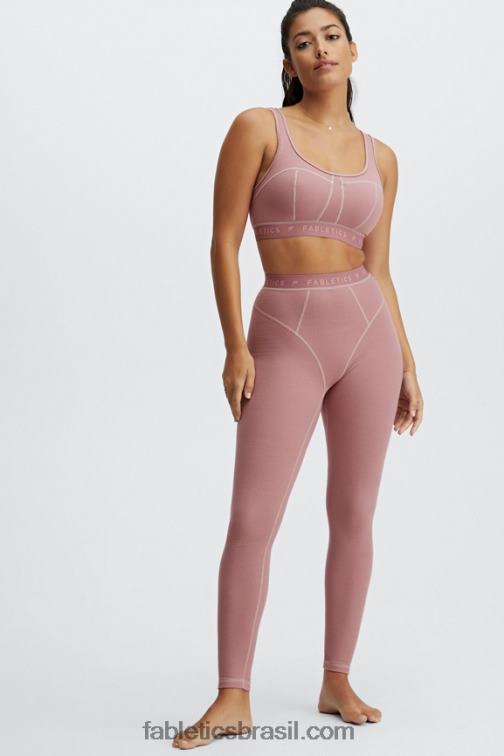Fabletics logo terra rosa/rosa terra 420HR1206 legging cintura alta waffle mulheres