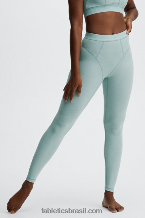 Fabletics logotipo da névoa prateada 420HR1208 legging cintura alta waffle mulheres