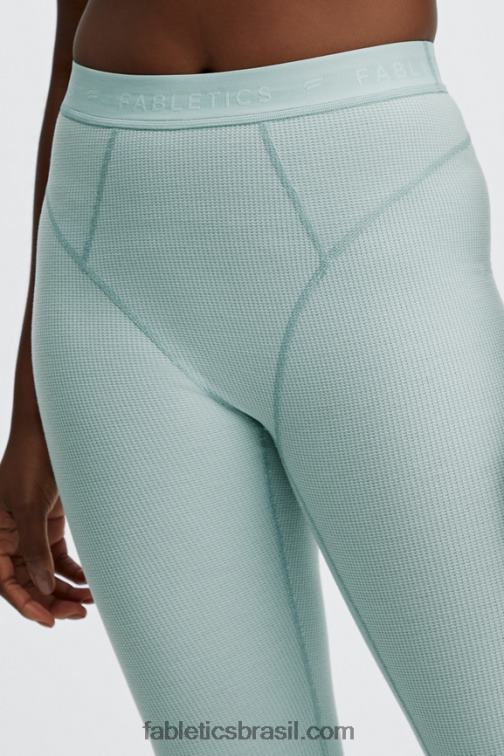 Fabletics logotipo da névoa prateada 420HR1208 legging cintura alta waffle mulheres