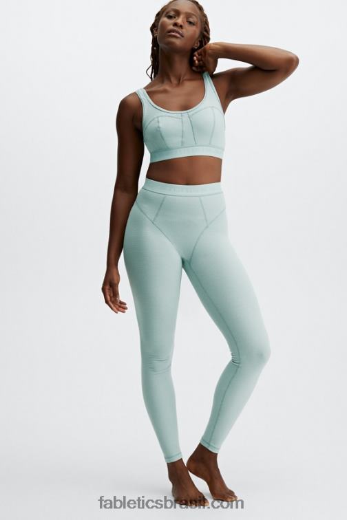 Fabletics logotipo da névoa prateada 420HR1208 legging cintura alta waffle mulheres