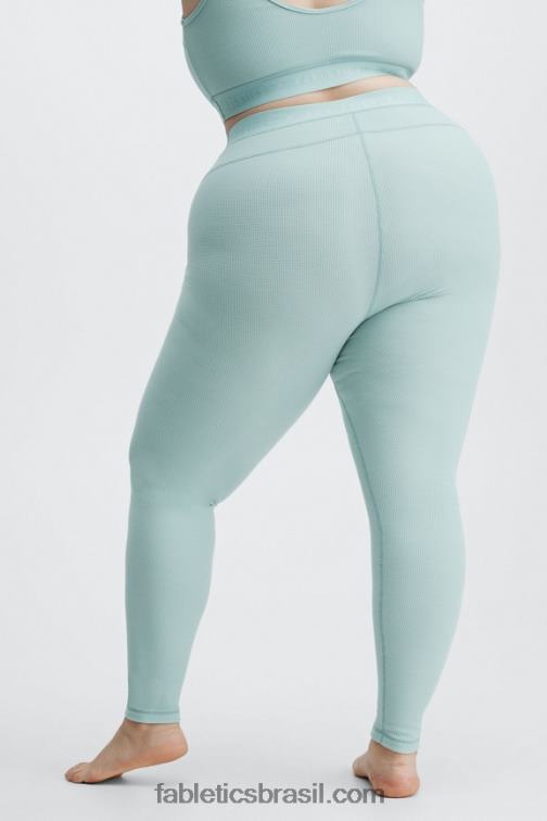 Fabletics logotipo da névoa prateada 420HR1209 legging cintura alta waffle mulheres