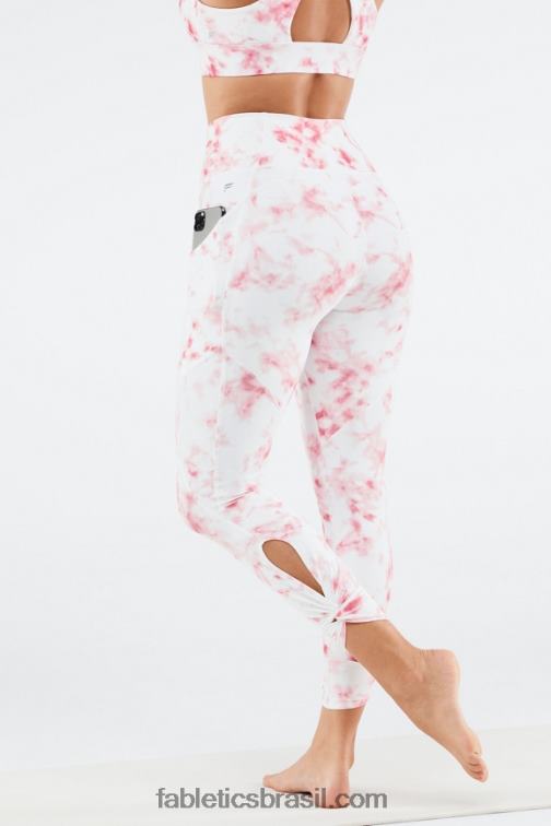 Fabletics mármore vermelho fumê 420HR1145 legging oasis pureluxe cintura alta 7/8 81 mulheres