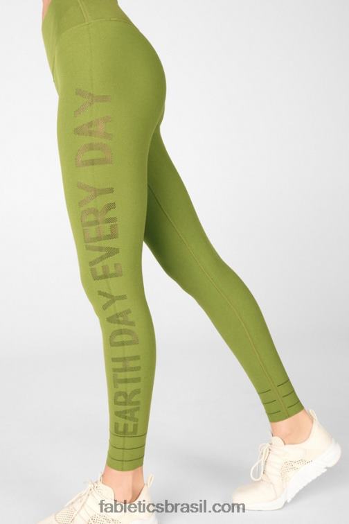Fabletics manjericão/pardo 420HR1313 legging cintura alta em malha malhada mulheres