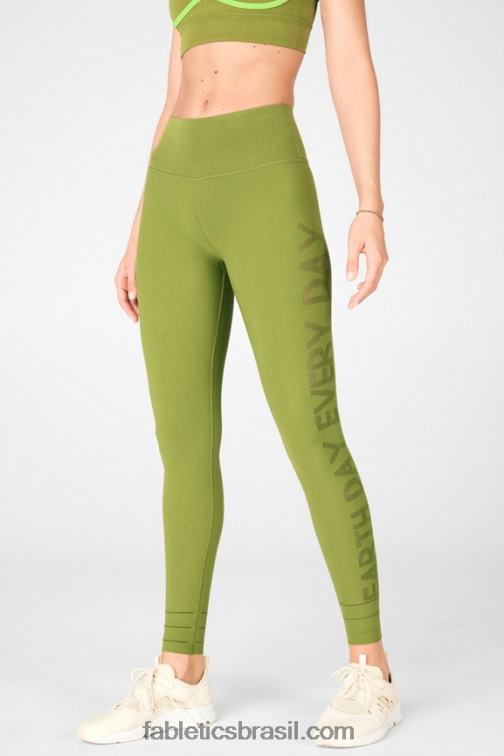 Fabletics manjericão/pardo 420HR1313 legging cintura alta em malha malhada mulheres
