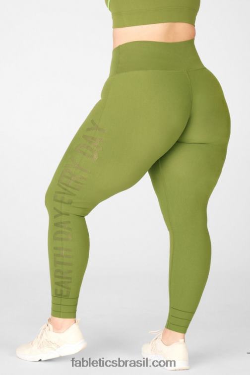 Fabletics manjericão/pardo 420HR1314 legging cintura alta em malha malhada mulheres
